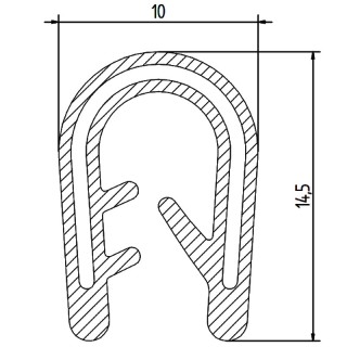 Siliconen klemprofiel zwart FDA keurmerk 10 x 14,5 mm klembereik 3-4 mm