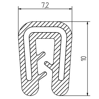 Siliconen klemprofiel Zwart FDA keurmerk 7,2 x 10 mm klembereik 1-2 mm