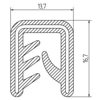 Siliconen klemprofiel zwart FDA keurmerk 13,7 x 16,7 mm klembereik 2,5 - 5,0 mm