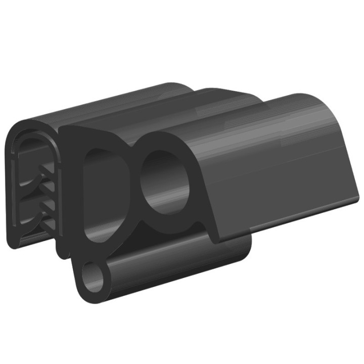 PVC Klemprofiel met mosrubber dubbele kraal aan de zijkant 16x28mm klembereik 1-2.5mm