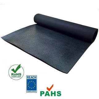 Hamerslag rubber vloer met inlage 10mm dik 200cm breed per strekkende meter