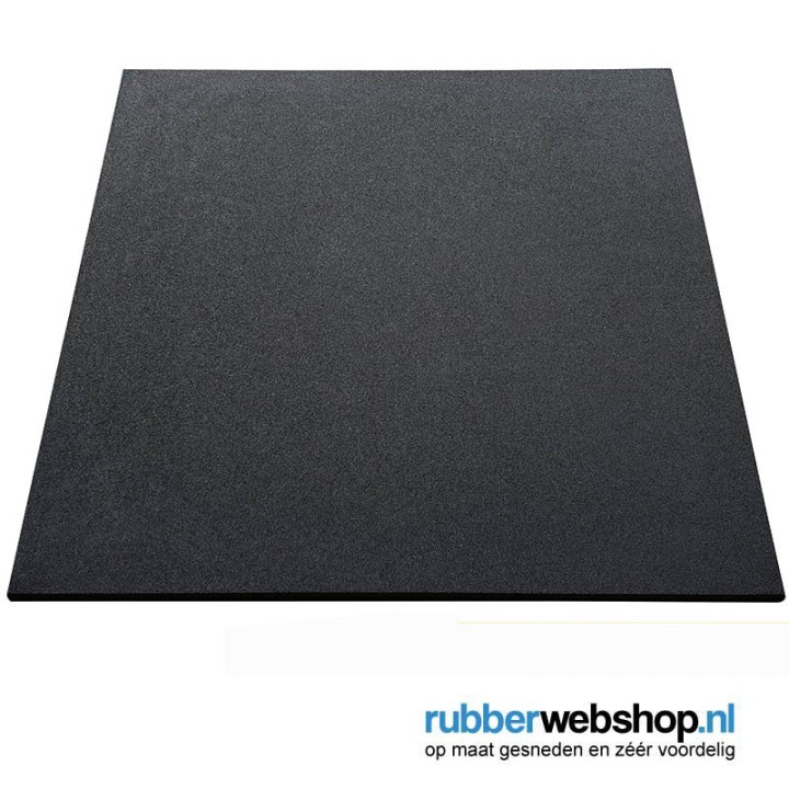 Sportvloer rubber tegel ZWART - fijne korrel 100x100cm 2cm dik