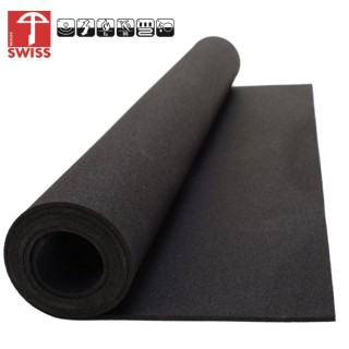 Budget Sportvloer Granulaat Zwart 8mm dik 125 cm breed Rol 10 meter