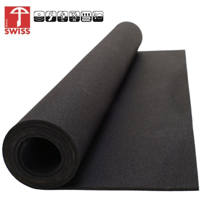 Budget Sportvloer Granulaat Zwart 8mm dik 125 cm breed Rol 10 meter