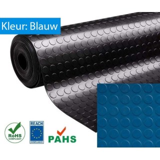 Rubber vloer met noppen profiel blauw 3mm dik 120cm breed Rol lengte 10 meter