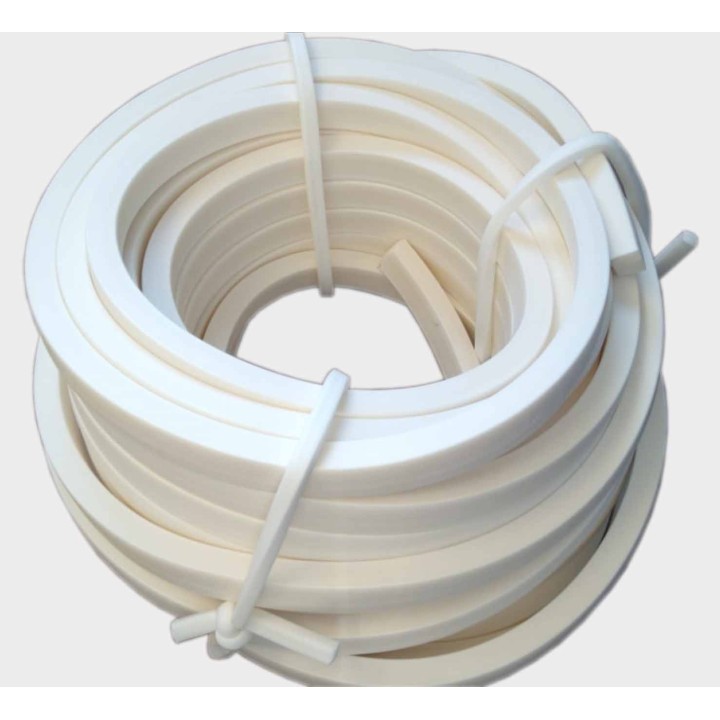 Wit siliconen mosrubber rechthoekig snoer 20mm x 30mm