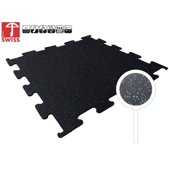 Sportvloer ProfiGym puzzel tegel Zwart/Blauw 15mm dik 100cm x 100cm