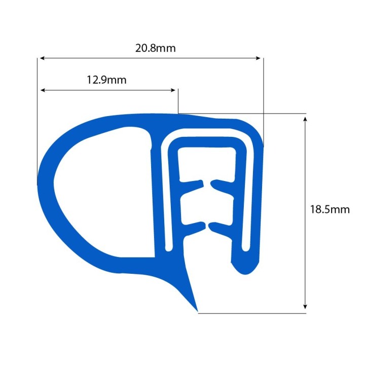 Siliconen klemprofiel blauw met kraal FDA keurmerk 18,5 x 20,8 mm klembereik 2-4mm