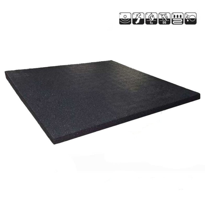 Sportvloer rubber tegel ZWART - fijne korrel 100x100cm 2cm dik