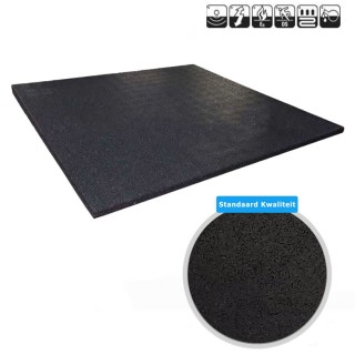 Sportvloer rubber tegel ZWART - fijne korrel 100x100cm 2cm dik
