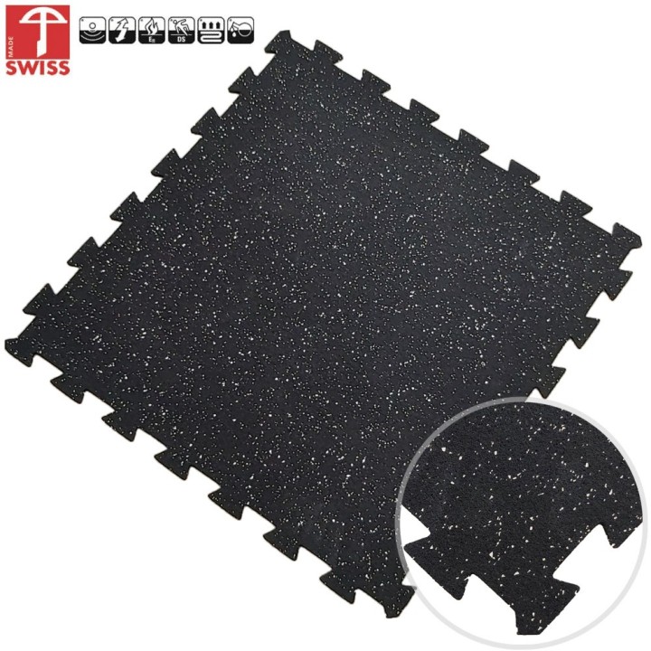 Sportvloer ProfiGym puzzel tegel Zwart/Grijs 6mm dik 60cm x 60cm