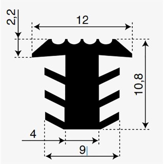 Infreesprofiel breedte 12 mm hoogte 10,8 mm