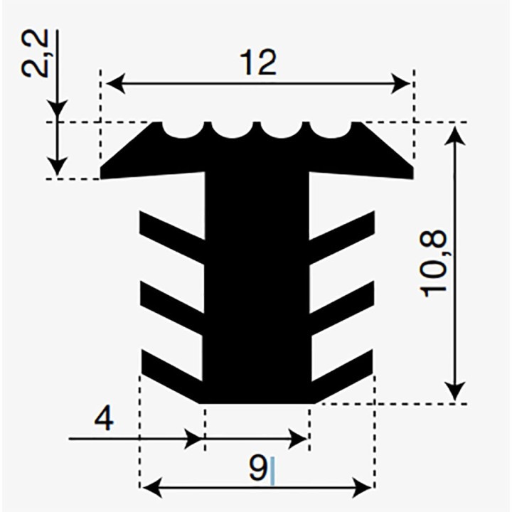 Infreesprofiel breedte 12 mm hoogte 10,8 mm