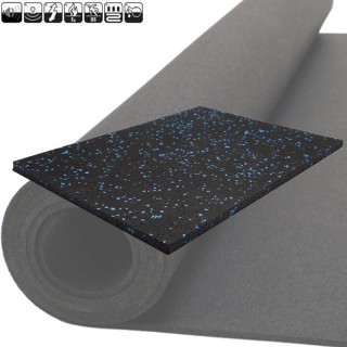 Hi-Tech Sportvloer Granulaat Zwart/Blauw Breedte 100cm Dikte (maak keuze)  Rol 10 meter