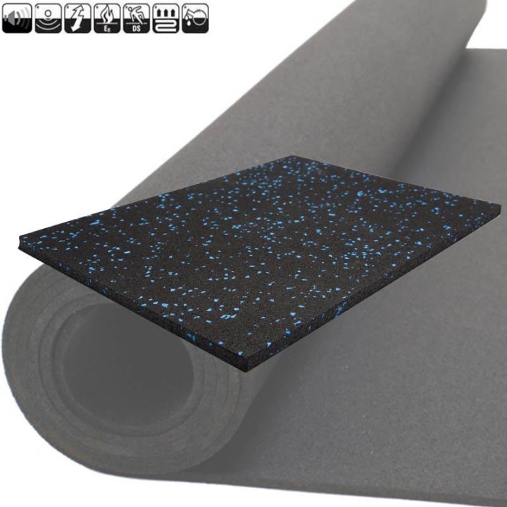 Hi-Tech Sportvloer Granulaat Zwart/Blauw Breedte 100cm Dikte (maak keuze)  Rol 10 meter