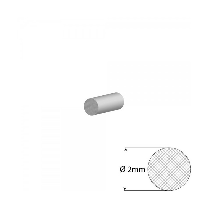 Siliconen wit mosrubber/celrubber rondsnoer Ø 2,0mm Diameter Rol 100 meter
