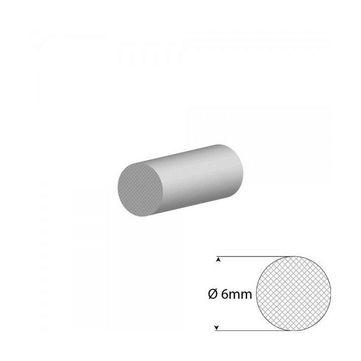 Siliconen wit mosrubber/celrubber rondsnoer Ø 6mm Diameter Rol 25 meter