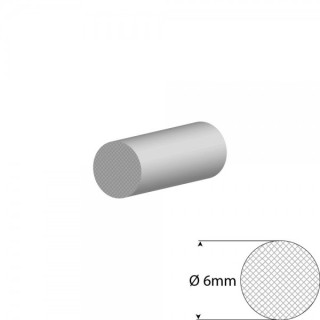 Siliconen wit mosrubber/celrubber rondsnoer Ø 8mm Diameter Rol 25 meter