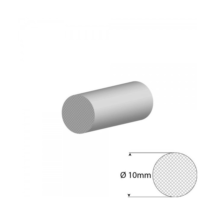 Siliconen wit mosrubber/celrubber rondsnoer Ø 10mm Diameter Rol 25 meter