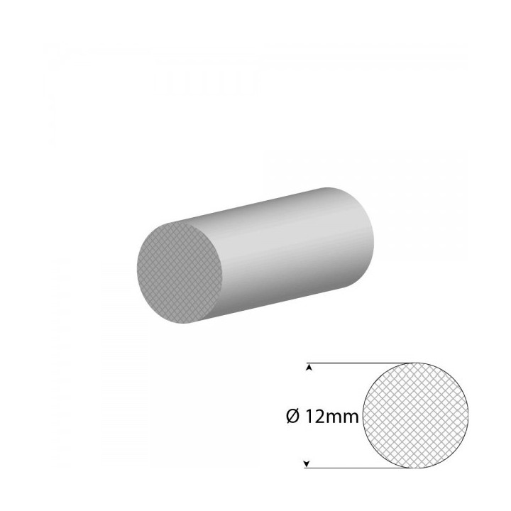 Siliconen wit mosrubber/celrubber rondsnoer Ø 12mm Diameter Rol 25 meter
