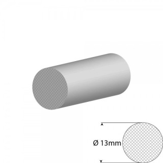 Siliconen wit mosrubber/celrubber rondsnoer Ø 13mm Diameter Rol 25 meter