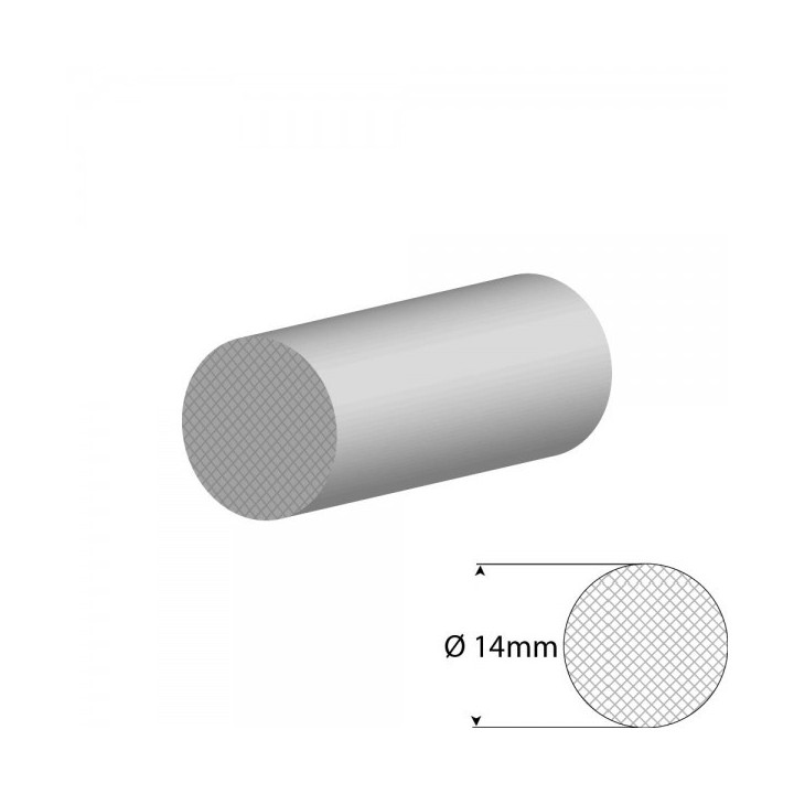 Siliconen wit mosrubber/celrubber rondsnoer Ø 14mm Diameter Rol 25 meter