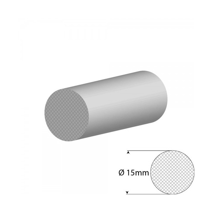 Siliconen wit mosrubber/celrubber rondsnoer Ø 15mm Diameter Rol 25 meter