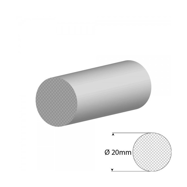 Siliconen wit mosrubber/celrubber rondsnoer Ø 20mm Diameter Rol 20 meter