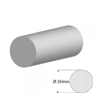 Siliconen wit mosrubber/celrubber rondsnoer Ø 25mm Diameter Rol 20 meter