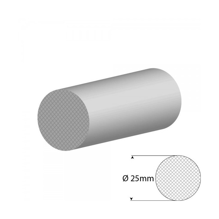 Siliconen wit mosrubber/celrubber rondsnoer Ø 25mm Diameter Rol 20 meter
