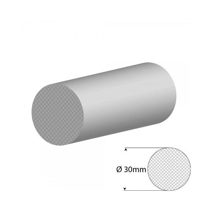 Siliconen wit mosrubber/celrubber rondsnoer Ø 30mm Diameter Rol 20 meter