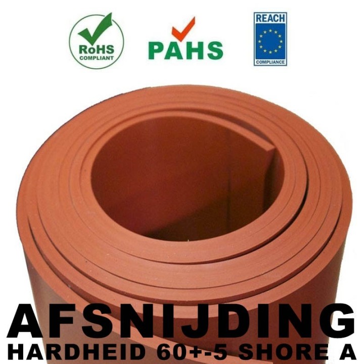 Siliconen Plaatrubber Rood 120cm breed Verschillende diktes beschikbaar Afsnijding