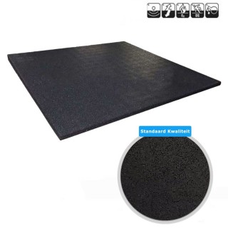 Sportvloer rubber tegel ZWART - fijne korrel 100x100cm 1.5cm dik
