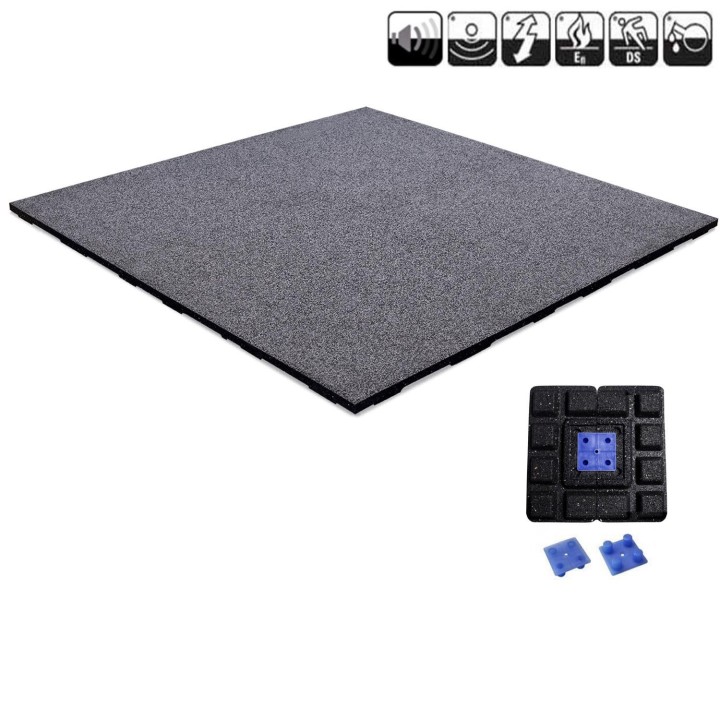 EasyConnect Heavy Duty Zwart/Grijs rubber tegel 100x100cm 2cm dik