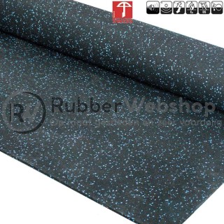 Hi-Tech Sportvloer Granulaat Zwart/Blauw Breedte 125cm Dikte (maak keuze)  Rol 10 meter