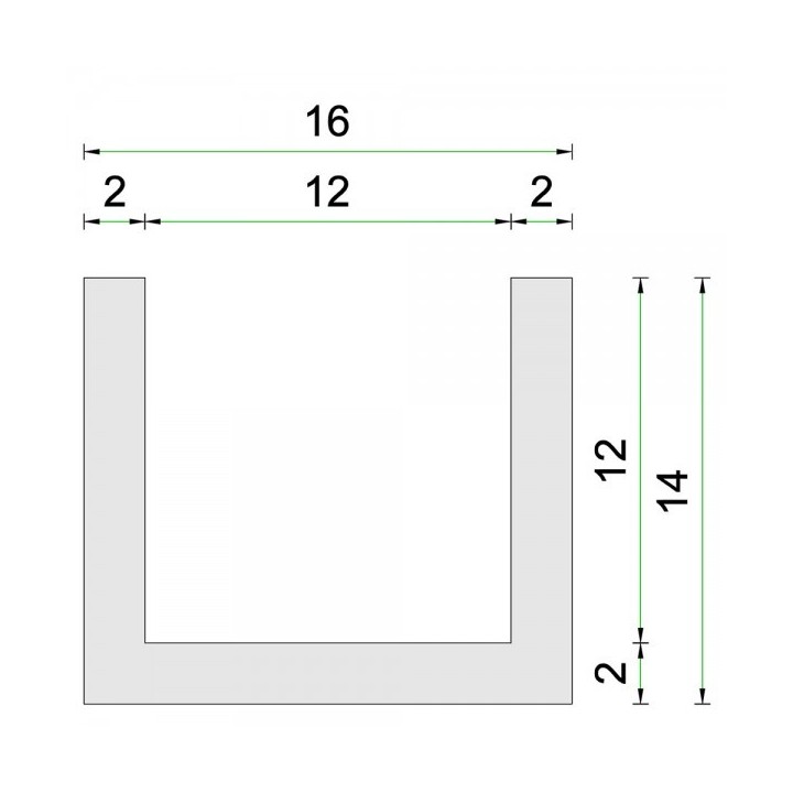 Witte Siliconen U Profiel 12,0x14,0mm voedingskwaliteit