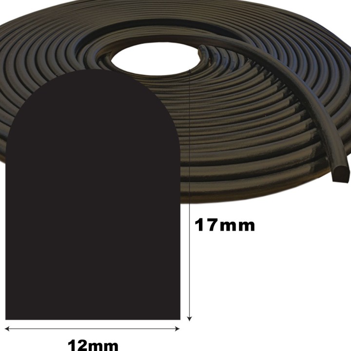 Mosrubber EPDM half rond snoer 12x17mm Rol 50 meter