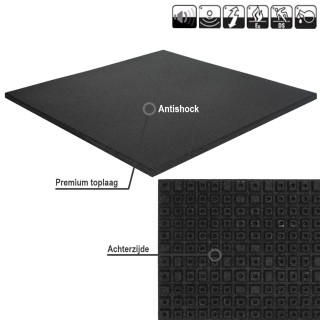 Premium Sportvloer rubber tegel ZWART 100x100cm 3cm dik