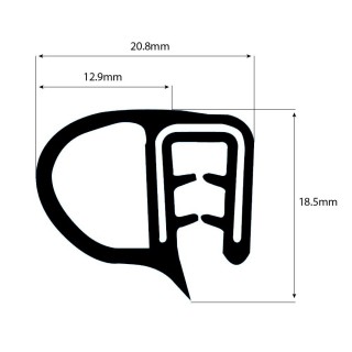 Siliconen klemprofiel zwart met kraal FDA keurmerk 18,5 x 20,8 mm klembereik 2-4mm
