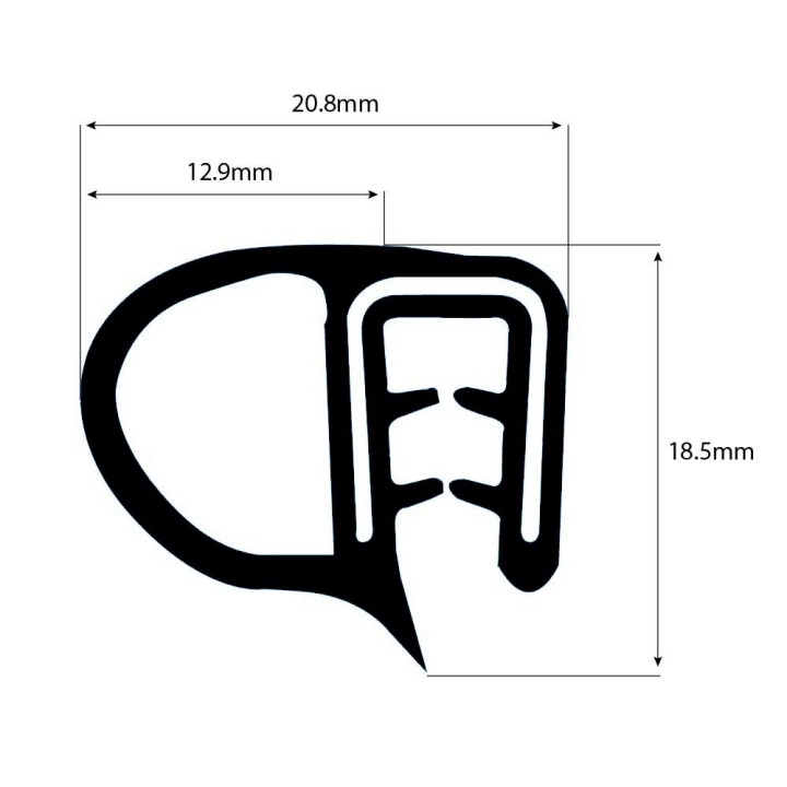Siliconen klemprofiel zwart met kraal FDA keurmerk 18,5 x 20,8 mm klembereik 2-4mm