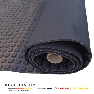 Vierkante noppen rubber vloer Heavy Duty 8 mm dik met inlage 140cm breed