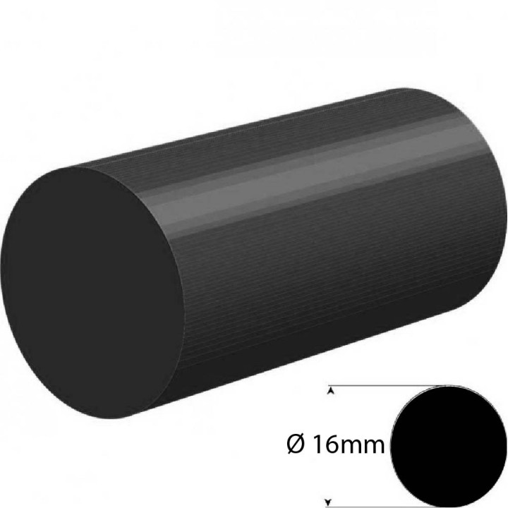 EPDM Rubber rond snoer zwart Ø 16mm Hardheid 60+/-5 Shore A