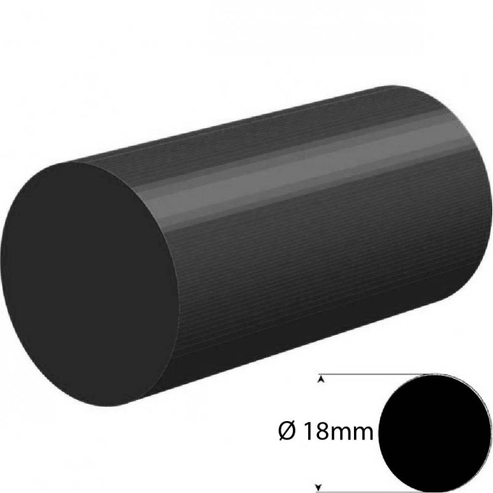 EPDM Rubber rond snoer zwart Ø 18mm Hardheid 60+/-5 Shore A Rol 25 meter