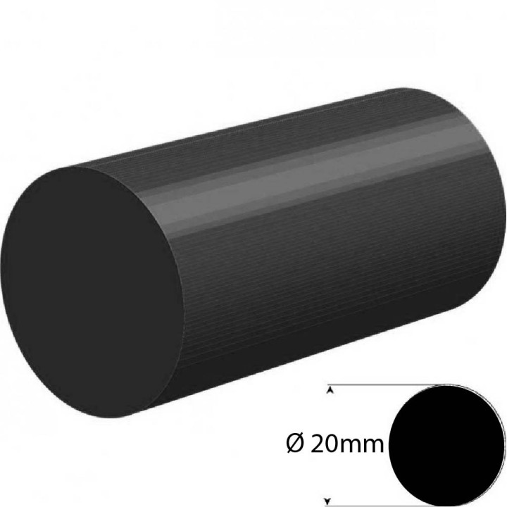 EPDM Rubber rond snoer zwart Ø 20mm Hardheid 60+/-5 Shore A Rol 25 meter