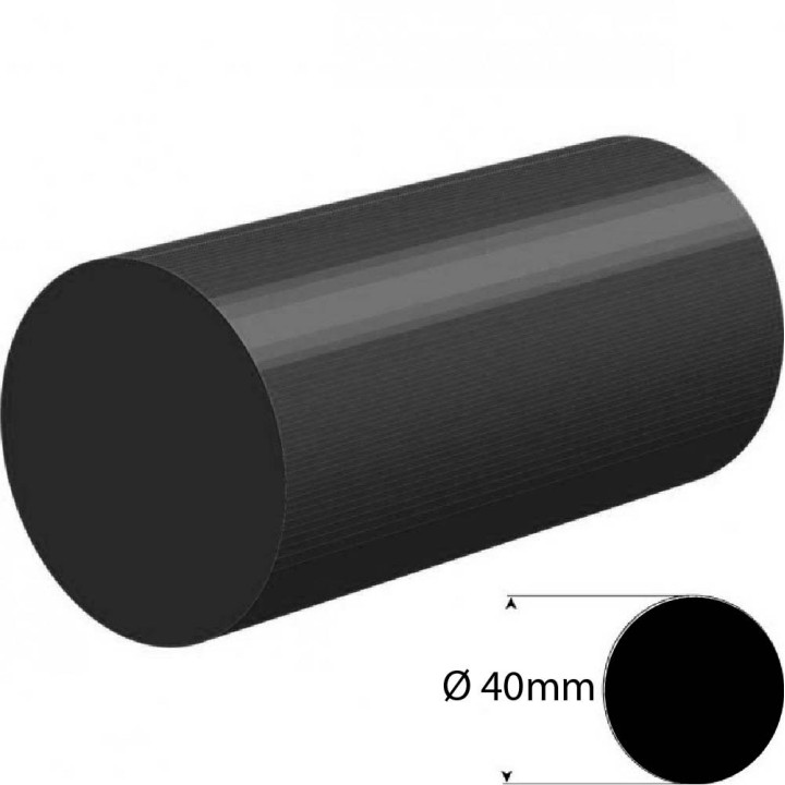 EPDM Rubber rond snoer zwart Ø 40mm Hardheid 60+/-5 Shore A Rol 10 meter
