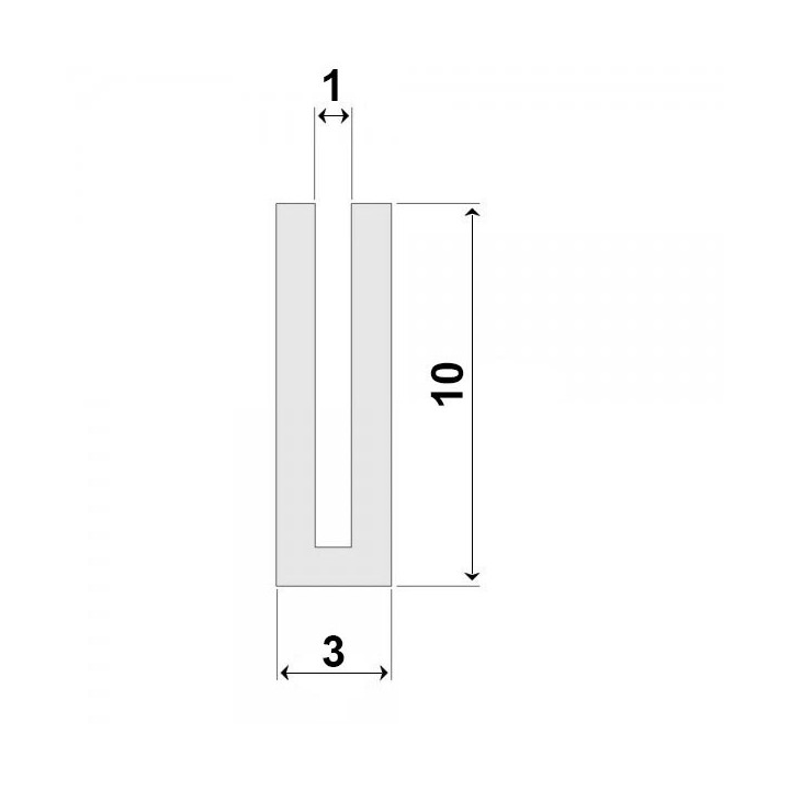 Blauw of Grijs Siliconen U Profiel 1,0x10,0mm voedingskwaliteit