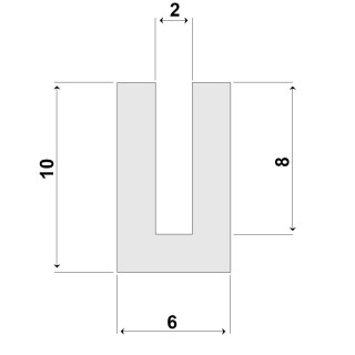 Zwarte Siliconen U Profiel 2,0x10,0mm voedingskwaliteit
