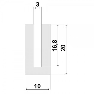 Grijze Siliconen U Profiel 3,0x20,0mm voedingskwaliteit