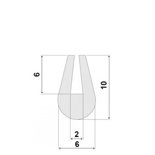 Witte Siliconen U Profiel 2,0x10,0mm voedingskwaliteit