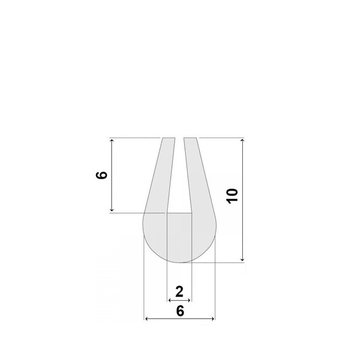 Witte Siliconen U Profiel 2,0x10,0mm voedingskwaliteit